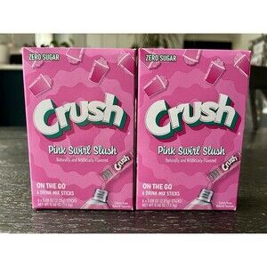 Crush Pink Swirl Slush Strawberry Vanilla Drink Mix Zero Sugar 2x6 Pack